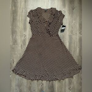 MSK Polka Dot Dress Brown 14